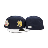 Navy Blue New York Yankees White Visor Gray Bottom Gameday Gold Pop Stars Side Patch New Era 59Fifty Fitted