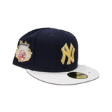 Navy Blue New York Yankees White Visor Gray Bottom Gameday Gold Pop Stars Side Patch New Era 59Fifty Fitted
