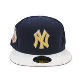 Navy Blue New York Yankees White Visor Gray Bottom Gameday Gold Pop Stars Side Patch New Era 59Fifty Fitted