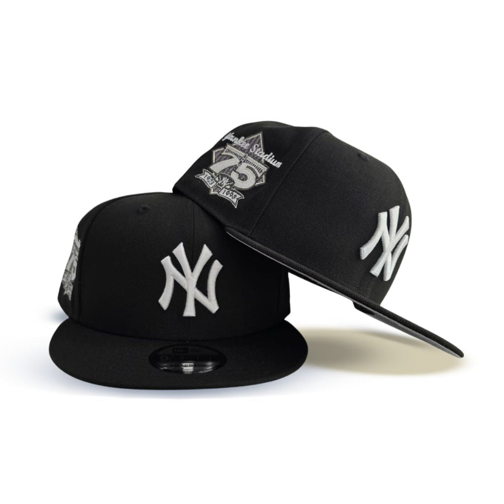 Black New York Yankees Gray Bottom 75th Anniversary Side Patch New Era 9Fifty Snapback