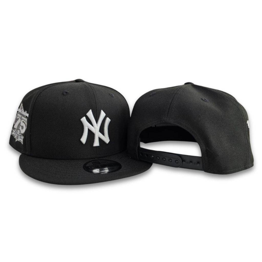 Black New York Yankees Gray Bottom 75th Anniversary Side Patch New Era 9Fifty Snapback
