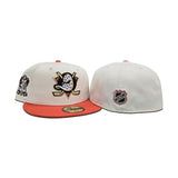 Off White Anaheim Mighty Ducks Orange Visor Green Bottom 30th Anniversary Side Patch New Era 59Fifty Fitted