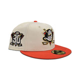 Off White Anaheim Mighty Ducks Orange Visor Green Bottom 30th Anniversary Side Patch New Era 59Fifty Fitted