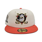 Off White Anaheim Mighty Ducks Orange Visor Green Bottom 30th Anniversary Side Patch New Era 59Fifty Fitted