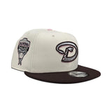 Off White Arizona Diamondbacks Brown Visor Pink Bottom 1998 Inaugural Season Side Patch New Era 9Fifty Snapback