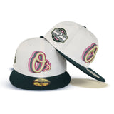 Off White Baltimore Orioles Forest Green Visor Gray Bottom 20th Anniversary Side Patch New Era 59Fifty Fitted