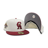Off White California Angels Brick Red Visor Gray Bottom 2010 All Star Game Side Patch New Era 59Fifty Fitted