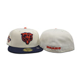 Off White Chicago Bears Navy Blue Visor Super Bowl XIX Side Patch New Era 59FIFTY Fitted