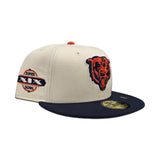 Off White Chicago Bears Navy Blue Visor Super Bowl XIX Side Patch New Era 59FIFTY Fitted