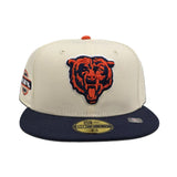 Off White Chicago Bears Navy Blue Visor Super Bowl XIX Side Patch New Era 59FIFTY Fitted