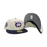 Off White Chicago Blackhawks Navy Blue Visor Gray Bottom Black Hawks Side Patch New Era 59Fifty Fitted