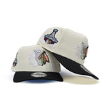 Off White Chicago Blackhawks Black Curved Brim Gray Bottom 2015 Stanley Cup Champions Side Patch New Era A-Frame 9Fifty Snapback