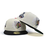 Off White Chicago Blackhawks Black Visor Green Bottom 2015 Stanley Cup Champions Side Patch New Era 59Fifty Fitted