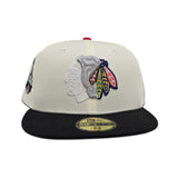 Off White Chicago Blackhawks Black Visor Green Bottom 2015 Stanley Cup Champions Side Patch New Era 59Fifty Fitted