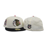 Off White Chicago Blackhawks Black Visor Gray Bottom 42nd All Star Game Side Patch New Era 59Fifty Fitted