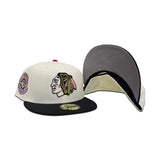 Off White Chicago Blackhawks Black Visor Gray Bottom 42nd All Star Game Side Patch New Era 59Fifty Fitted