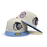 Off White Chicago Blackhawks Sky Blue Visor Gray Bottom 42nd All Star Game Side Patch New Era 59Fifty Fitted