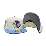 Off White Chicago Blackhawks Sky Blue Visor Gray Bottom 42nd All Star Game Side Patch New Era 59Fifty Fitted