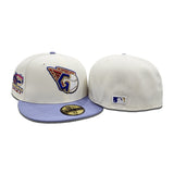 Off White Cleveland Guardians Lavender Visor Gray Bottom Progressive Field Side Patch New Era 59Fifty Fitted