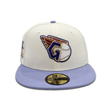 Off White Cleveland Guardians Lavender Visor Gray Bottom Progressive Field Side Patch New Era 59Fifty Fitted