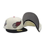 Off White Detroit Red Wings Black Visor Gray Bottom 2008 Stanley Cup Champions Side Patch New Era 59Fifty Fitted