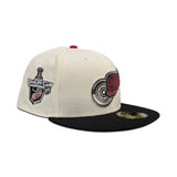 Off White Detroit Red Wings Black Visor Gray Bottom 2008 Stanley Cup Champions Side Patch New Era 59Fifty Fitted