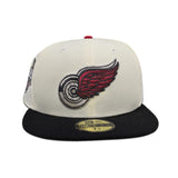 Off White Detroit Red Wings Black Visor Gray Bottom 2008 Stanley Cup Champions Side Patch New Era 59Fifty Fitted