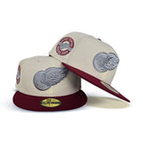 Off White Detroit Red Wings Brick Red Visor Gray Bottom 1922 Inaugural Season Side Patch New Era 59Fifty Fitted