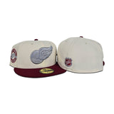 Off White Detroit Red Wings Brick Red Visor Gray Bottom 1922 Inaugural Season Side Patch New Era 59Fifty Fitted