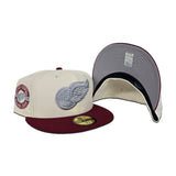 Off White Detroit Red Wings Brick Red Visor Gray Bottom 1922 Inaugural Season Side Patch New Era 59Fifty Fitted