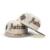 Off White Houston Astros Camel Visor Gray Bottom Astros State Map Logo Side Patch New Era 59Fifty Fitted