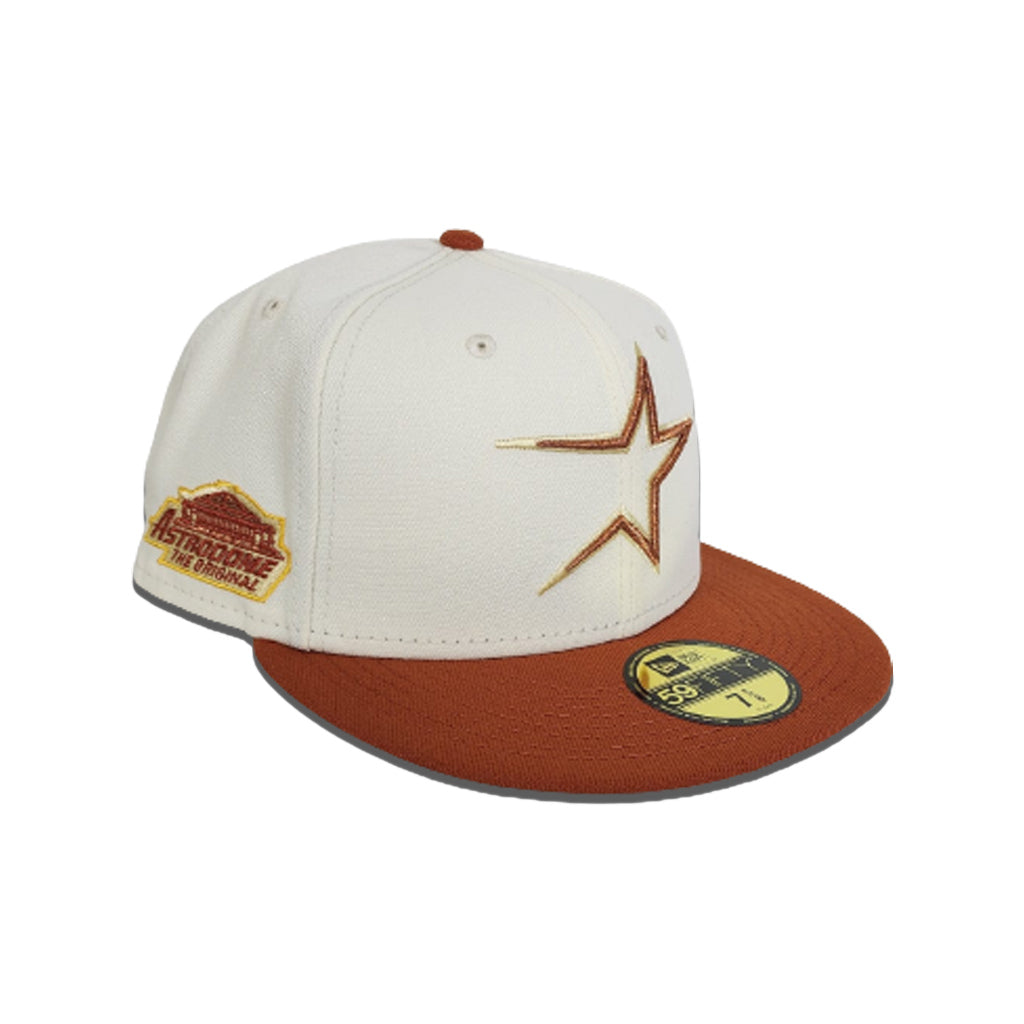Off White Houston Astros Rust Orange Visor Gray Bottom Astrodome Side Patch New Era 59FIFTY Fitted 77/8