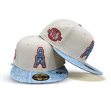 Off White Houston Oilers Sky Blue Paisley Visor Gray Bottom 50th Anniversary Side Patch New Era 59Fifty Fitted
