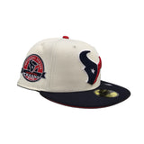 Off White Houston Texans Navy Blue Visor Red Bottom 2002 Inaugural Season Side Patch New Era 59Fifty Fitted