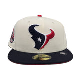 Off White Houston Texans Navy Blue Visor Red Bottom 2002 Inaugural Season Side Patch New Era 59Fifty Fitted