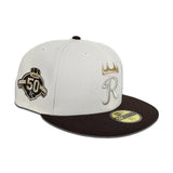 Off White Kansas City Royals Brown Visor Gray Bottom 50th Anniversary Side Patch New Era 59Fifty Fitted