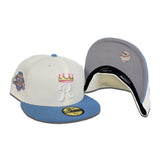 Off White Kansas City Royals Sky Blue Visor Gray Bottom 50th Anniversary Side Patch New Era 59Fifty Fitted