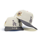 Off White Los Angeles Dodgers Curved Dark Gray Brim Palm Tree Gray Bottom 50th Anniversary Side Patch New Era 9Fifty A-Frame Snapback