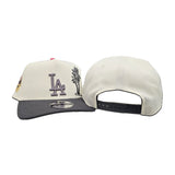 Off White Los Angeles Dodgers Curved Dark Gray Brim Palm Tree Gray Bottom 50th Anniversary Side Patch New Era 9Fifty A-Frame Snapback