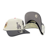 Off White Los Angeles Dodgers Curved Dark Gray Brim Palm Tree Gray Bottom 50th Anniversary Side Patch New Era 9Fifty A-Frame Snapback