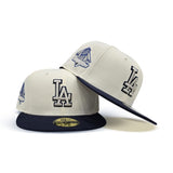 Off White Los Angeles Dodgers Navy Blue Visor Gray Bottom 2024 World Series Champions Side Patch New Era 59Fifty Fitted