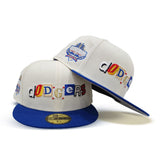 Off White Los Angeles Dodgers Royal Blue Visor Gray Bottom 40th Anniversary Side Patch New Era 59Fifty Fitted