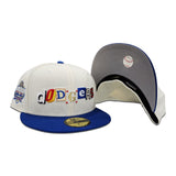 Off White Los Angeles Dodgers Royal Blue Visor Gray Bottom 40th Anniversary Side Patch New Era 59Fifty Fitted