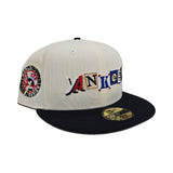 Off White New York Yankees Navy Blue Visor Gray Bottom 1949 World Series Side Patch New Era 59Fifty Fitted