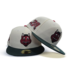 Off White Mascot Logo New Jersey Devils Green Visor Gray Bottom