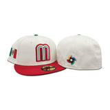 Off White Mexico Red Visor Green Bottom 2023 World Baseball Classic New Era 59Fifty Fitted