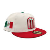 Off White Mexico Red Visor Green Bottom 2023 World Baseball Classic New Era 59Fifty Fitted