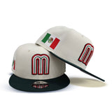 Side Dark Gray Fitted Off Green Flag – Visor Mexico W Exclusive Bottom Mexico White Patch