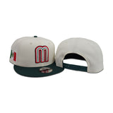 Off White Mexico Dark Green Visor Gray Bottom Mexico Flag Side Patch World Baseball Classic New Era 9Fifty Snapback