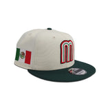 Off White Mexico Dark Green Visor Gray Bottom Mexico Flag Side Patch World Baseball Classic New Era 9Fifty Snapback